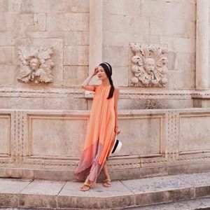 Orange/purple maxi dress